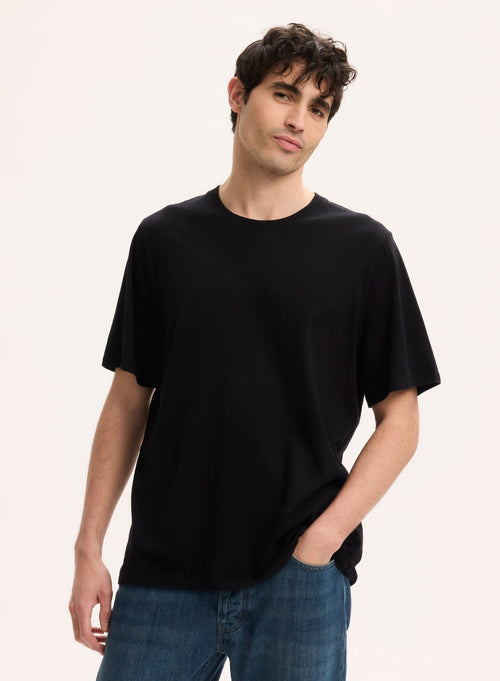 Blue Round Neck Short Sleeve T-shirt - MAJESTIC FILATURES