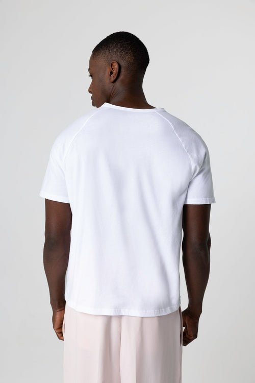 T-shirt Blanc Col Rond Manches Courtes en Coton Organique - MAJESTIC FILATURES