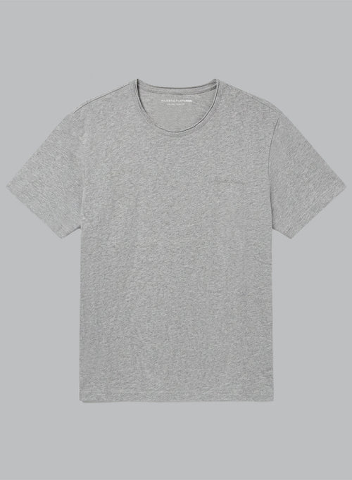 T-Shirt mit Rundhalsausschnitt und kurzen Ärmeln aus Bio-Baumwolle in Grau - MAJESTIC FILATURES