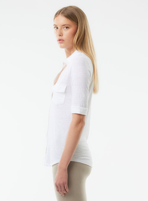 Chemise Blanche Manches Coudes - MAJESTIC FILATURES