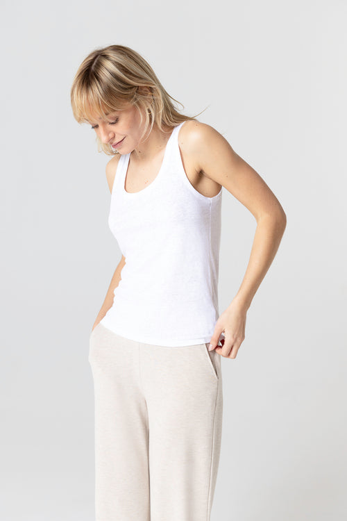 Débardeur Blanc Col U - MAJESTIC FILATURES