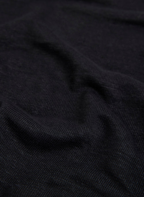 Camiseta de tirantes negra sin mangas©de lino / elastano con cuello en U - MAJESTIC FILATURES