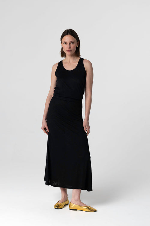 Jupe Noire en Lin / Elasthanne - MAJESTIC FILATURES