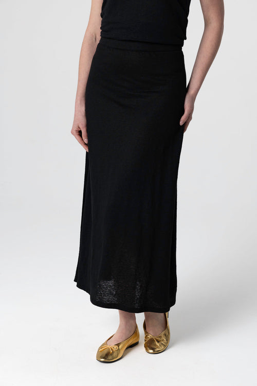 Jupe Noire en Lin / Elasthanne - MAJESTIC FILATURES