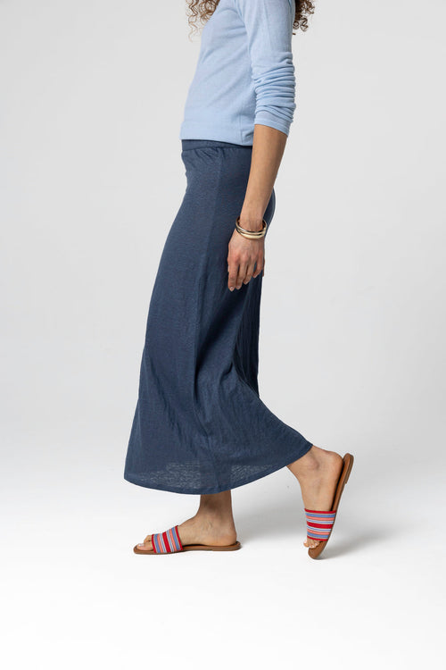 Jupe Bleu Foncé en Lin / Elasthanne - MAJESTIC FILATURES