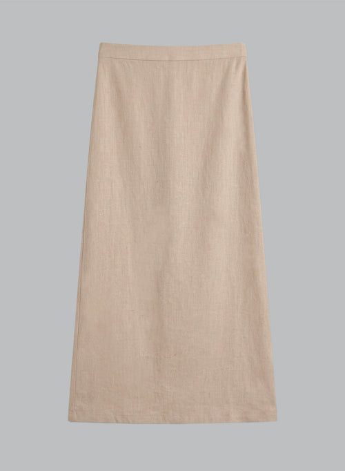 Beige Linen / Elastane Skirt - MAJESTIC FILATURES