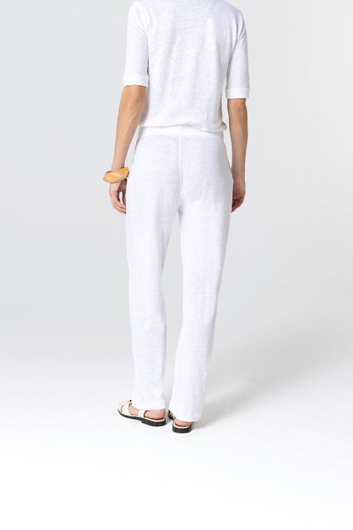 Pantalon Blanc en Lin / Elasthanne - MAJESTIC FILATURES