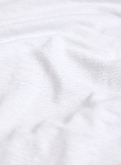 White Short Sleeve Round Neck Linen / Elastane T-shirt - MAJESTIC FILATURES