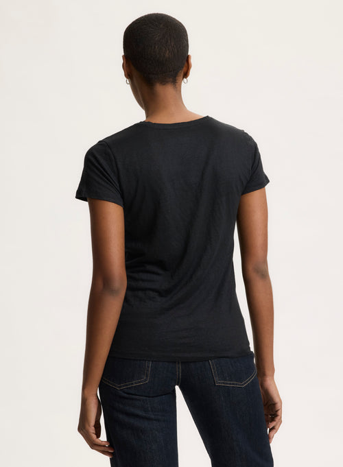 Black T-shirt Round Neck Short Sleeve - MAJESTIC FILATURES