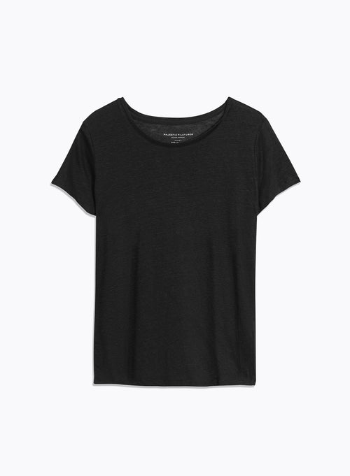 Black T-shirt Round Neck Short Sleeve - MAJESTIC FILATURES