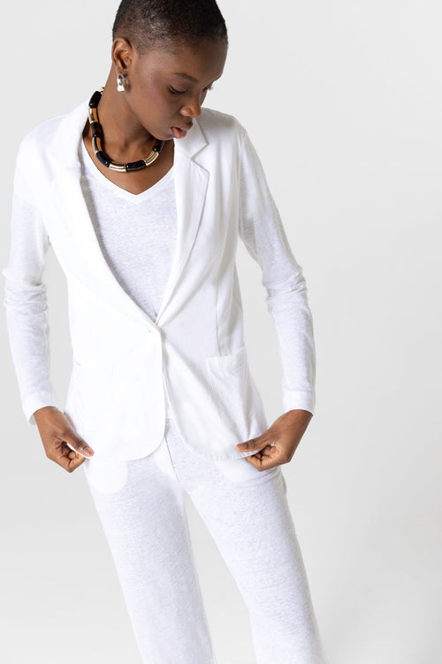 Chaqueta blanca de manga larga de lino/elastano - MAJESTIC FILATURES