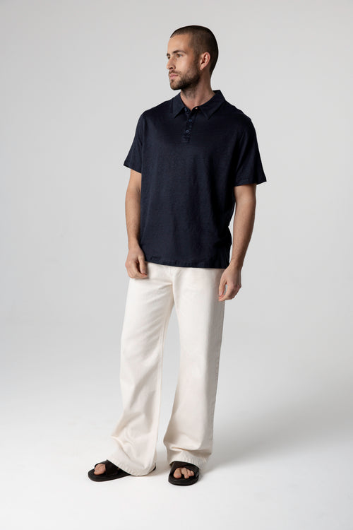 Polo Marine Manches Courtes en Lin / Elasthanne - MAJESTIC FILATURES