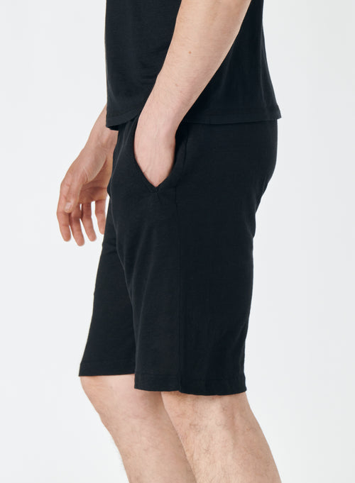 Schwarze Shorts aus Leinen / Elasthan - MAJESTIC FILATURES