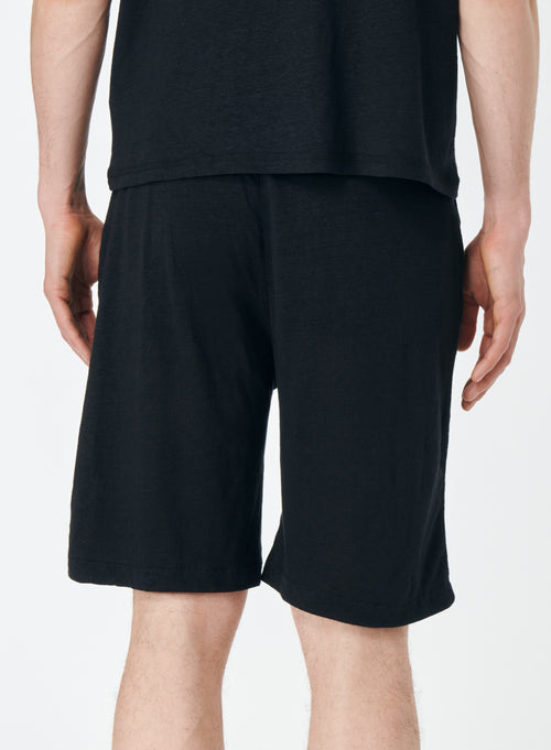 Schwarze Shorts aus Leinen / Elasthan - MAJESTIC FILATURES