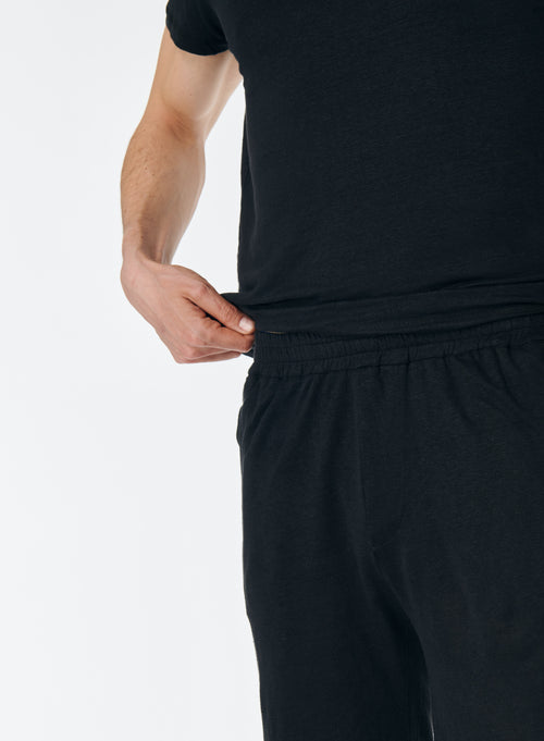 Schwarze Shorts aus Leinen / Elasthan - MAJESTIC FILATURES