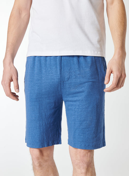 Shorts Bleu en Lin / Elasthanne - MAJESTIC FILATURES