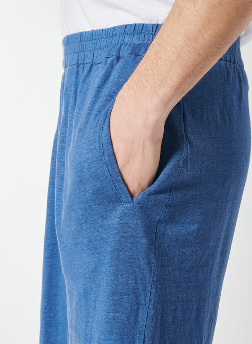 Shorts Bleu en Lin / Elasthanne - MAJESTIC FILATURES