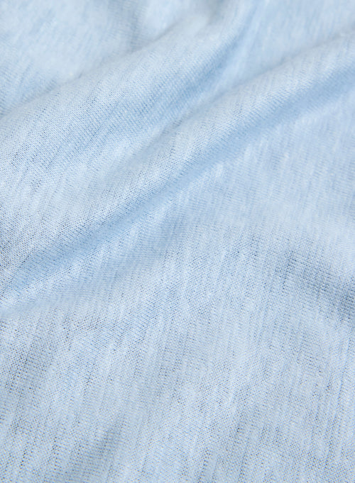 Blue Long Sleeve Crew Neck Linen / Elastane T-Shirt - MAJESTIC FILATURES