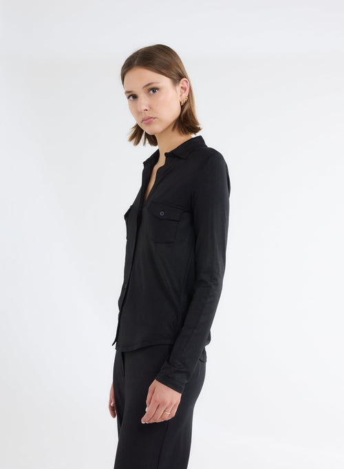 Black Long Sleeve Shirt - MAJESTIC FILATURES