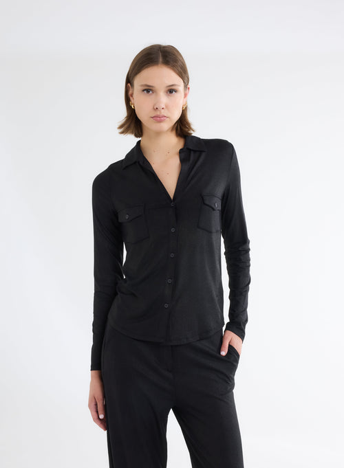 Black Long Sleeve Shirt - MAJESTIC FILATURES