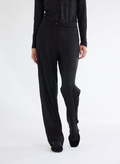 Pantalon Noir en Viscose et Élasthanne - MAJESTIC FILATURES