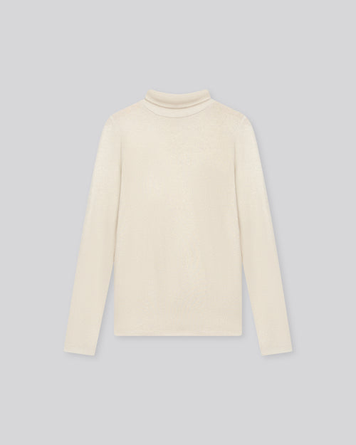 Camiseta de manga larga con cuello alto blanca en viscosa / elastano - MAJESTIC FILATURES