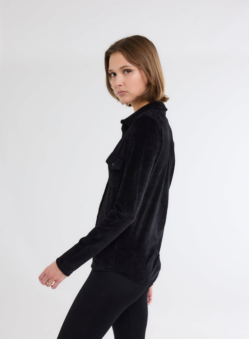 Black Long Sleeve Shirt in Organic Cotton, Modal and Elastane - MAJESTIC FILATURES