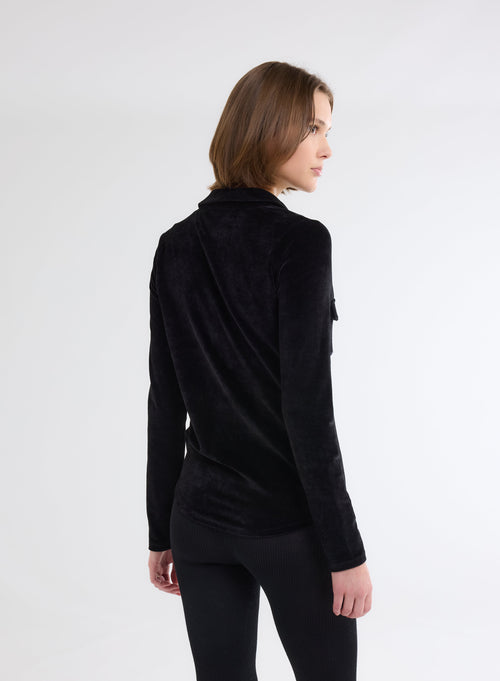 Black Long Sleeve Shirt in Organic Cotton, Modal and Elastane - MAJESTIC FILATURES