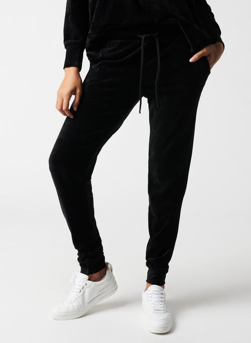 Pantalon Noir en Coton / Modal / Elasthanne - MAJESTIC FILATURES