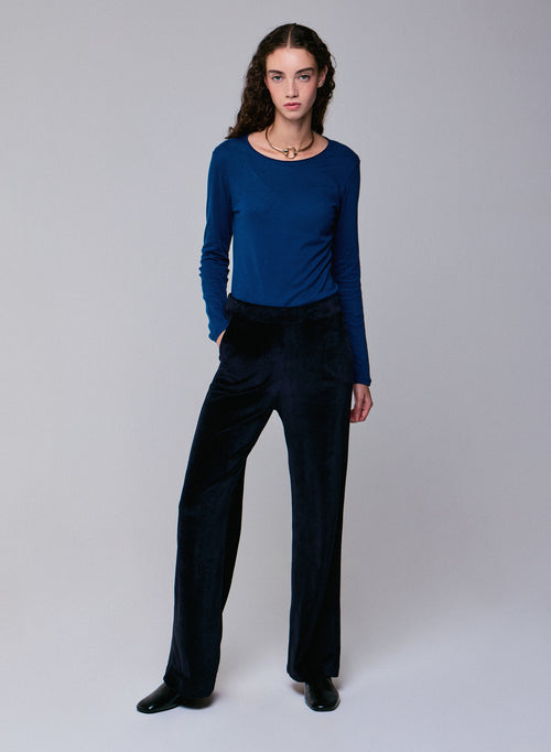 Pantalon Marine Droit en Velours - MAJESTIC FILATURES