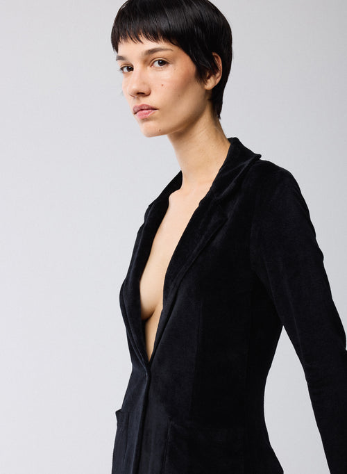 Schwarzes-Jacke mit langen Ärmeln aus organischer Baumwolle / Modal / Elastan - MAJESTIC FILATURES