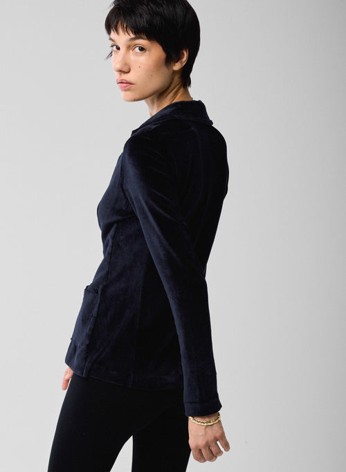 Veste Marine Manches Longues en Coton Organique / Modal / Elasthanne - MAJESTIC FILATURES