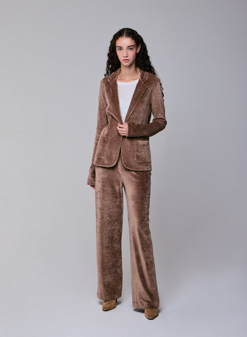 Pantalon Beige en Coton Organique / Modal / Elasthanne - MAJESTIC FILATURES