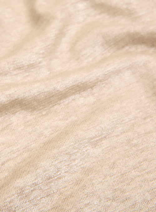 Tee shirt Beige Col Rond Sans Manches en Lin / Elasthanne - MAJESTIC FILATURES