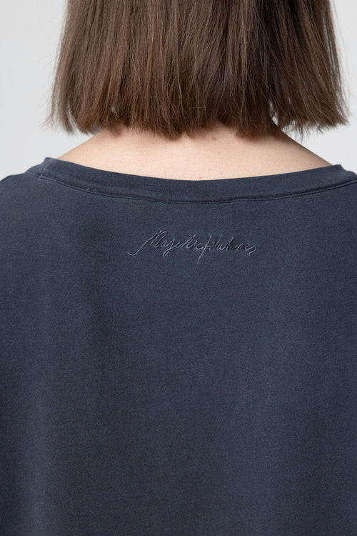 T-Shirt mit Rundhalsausschnitt und kurzen Ärmeln aus Baumwolle/Elasthan in Schwarz - MAJESTIC FILATURES