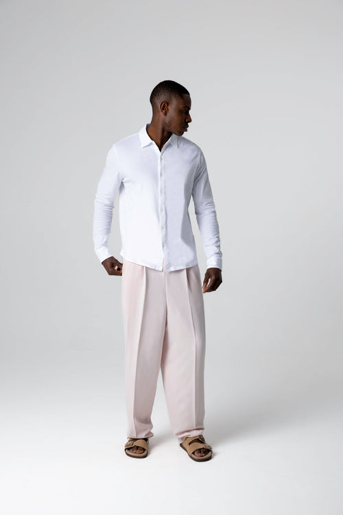 Camisa blanca de manga larga de algodón orgánico/elastano - MAJESTIC FILATURES