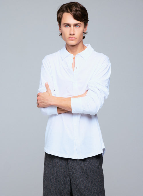 White Long Sleeve Shirt - MAJESTIC FILATURES