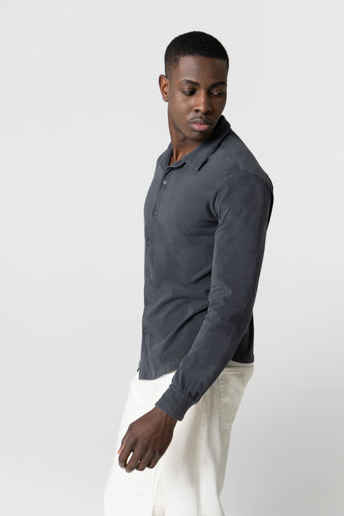 Chemise Noire HD Manches Longues en Coton organique / Elasthanne - MAJESTIC FILATURES