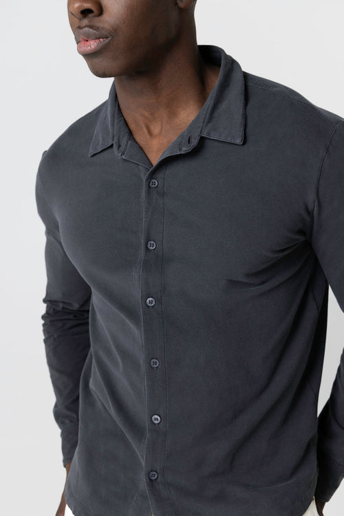 Chemise Noire HD Manches Longues en Coton organique / Elasthanne - MAJESTIC FILATURES