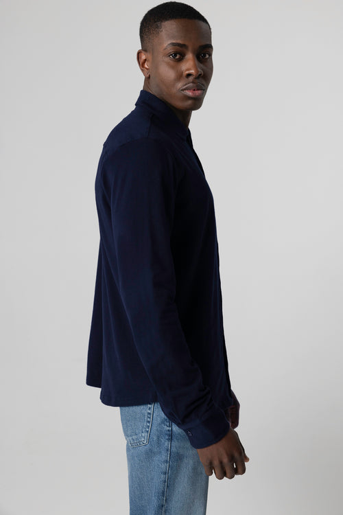 Marine Hemd Langarm - MAJESTIC FILATURES