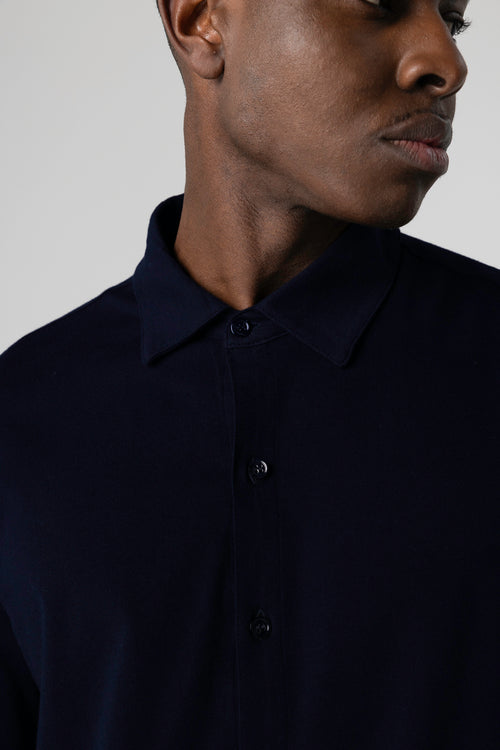 Marine Hemd Langarm - MAJESTIC FILATURES