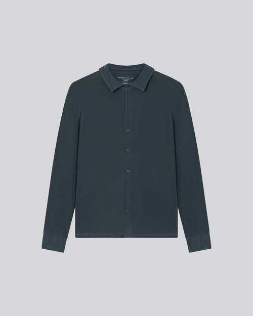 Chemise Gris Chemise Manches Longues en Coton organique / Elasthanne - MAJESTIC FILATURES