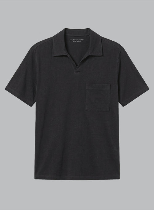 Polo Noir Manches Courtes en Coton organique / Elasthanne - MAJESTIC FILATURES