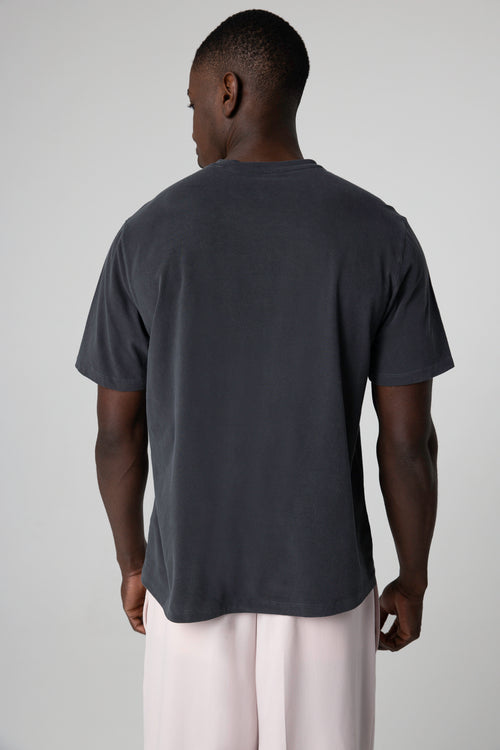 T-shirt Noir Col Rond Manches Courtes en Coton organique / Elasthanne - MAJESTIC FILATURES