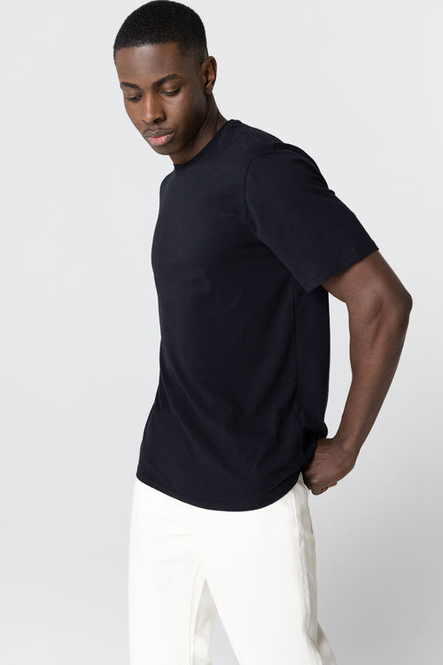 T-Shirt mit Rundhalsausschnitt und kurzen Ärmeln aus Baumwolle / Elasthan - MAJESTIC FILATURES