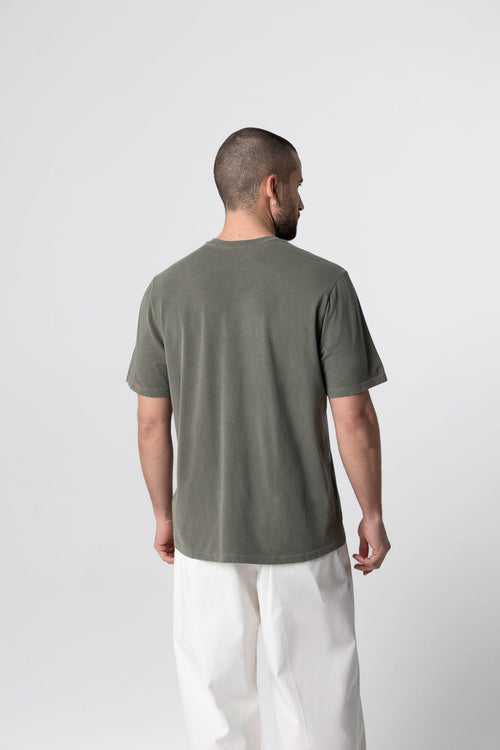 Camiseta color Jungla cuello redondo manga corta de algodón orgánico / elastano - MAJESTIC FILATURES