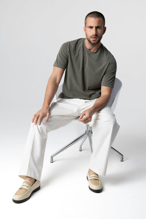 Camiseta color Jungla cuello redondo manga corta de algodón orgánico / elastano - MAJESTIC FILATURES