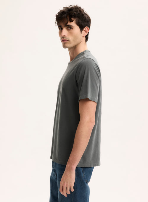 Tee shirt Gris Col Rond Manches Courtes - MAJESTIC FILATURES