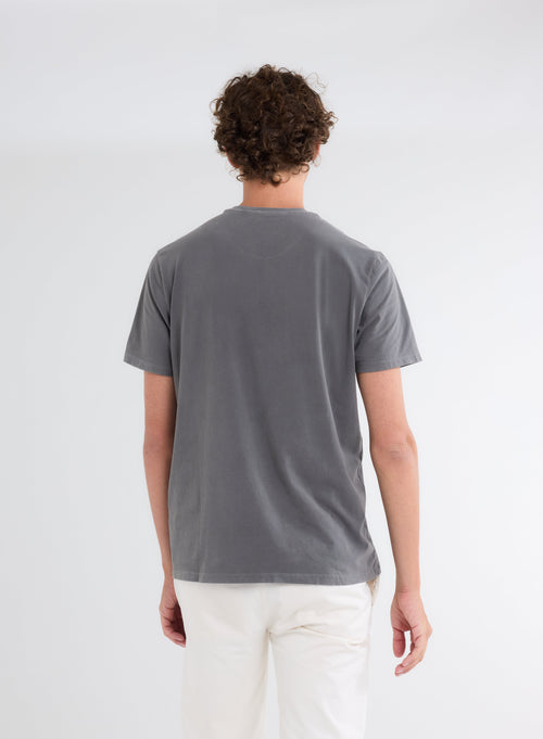 T-shirt Gris Harold col rond manches courtes en Coton / Élasthanne - MAJESTIC FILATURES