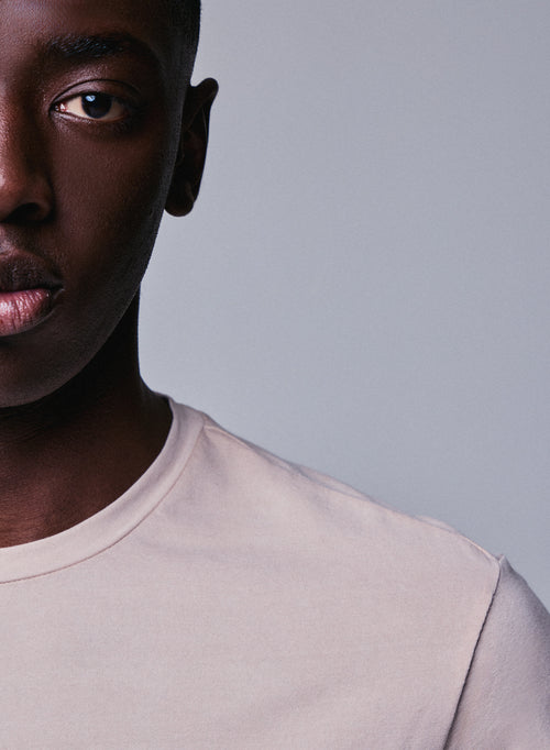 T-shirt Beige Col Rond Manches Courtes en Coton organique / Elasthanne - MAJESTIC FILATURES